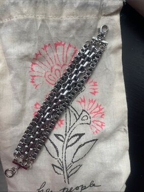 Free People Multi-Row Silver Chain Bracelet